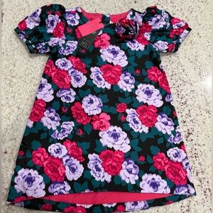 NWT Janie and Jack Girls Floral Puff Sleeve Dress